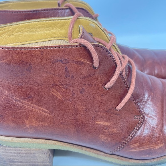 Clarks Originals Booties Womens 7.5 Brown Leather Block Heeled Chukka Lace Up - Picture 5 of 16